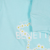Βαμβακερό μπλουζάκι με επώνυμη επιγραφή για ένα μωρό, γαλάζιο Benetton 225658 3