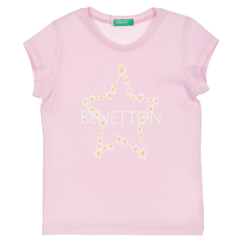 Βαμβακερό μπλουζάκι με την επιγραφή της μάρκας, ροζ  225691