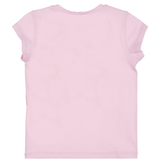 Βαμβακερό μπλουζάκι με την επιγραφή της μάρκας, ροζ Benetton 225694 4