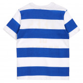 Βαμβακερό μπλουζάκι με επιγραφή σε λευκές και μπλε ρίγες Benetton 225702 4