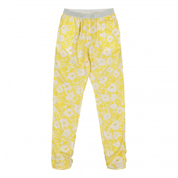 Παντελόνι με floral εκτύπωση για ένα κορίτσι κίτρινο Tape a l'oeil 225790 