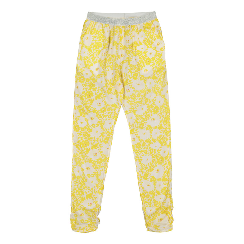 Παντελόνι με floral εκτύπωση για ένα κορίτσι κίτρινο  225790