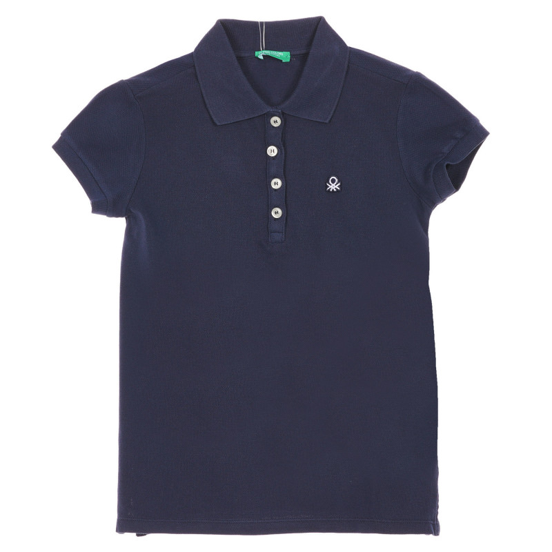 Βαμβακερό μπλουζάκι με γιακά και λογότυπο μάρκας, σε σκούρο μπλε χρώμα  226904