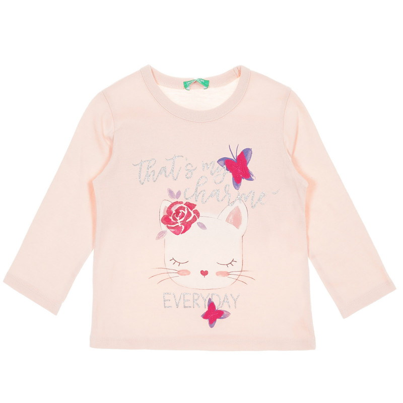 Μακρυμάνικη μπλούζα, σε ροζ χρώμα με τυπωμένα σχέδια  226920