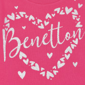 Βαμβακερή μπλούζα σε ροζ χρώμα με μπροκάρ επιγραφή  Benetton 226937 2