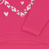 Βαμβακερή μπλούζα σε ροζ χρώμα με μπροκάρ επιγραφή  Benetton 226938 3