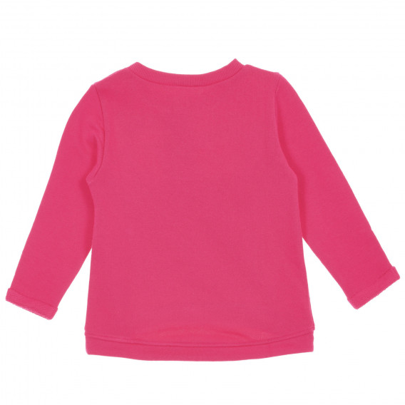 Βαμβακερή μπλούζα σε ροζ χρώμα με μπροκάρ επιγραφή  Benetton 226939 4