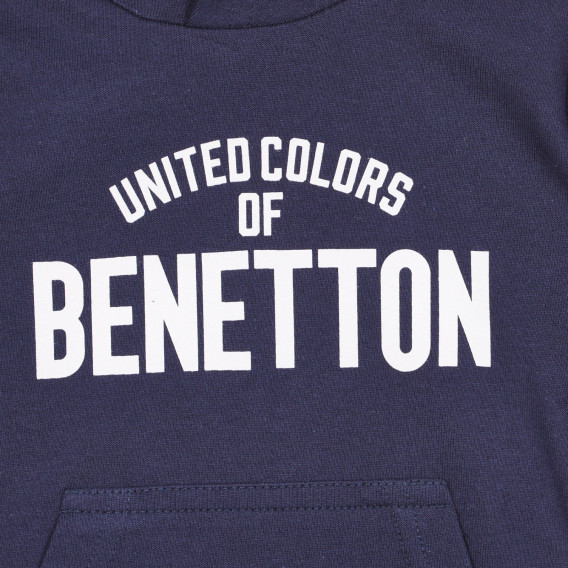 Βρεφικό, βαμβακερό φούτερ σε μπλε χρώμα με επιγραφή Benetton 226973 2