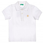 Βαμβακερό μπλουζάκι με γιακά, λευκό Benetton 227002 