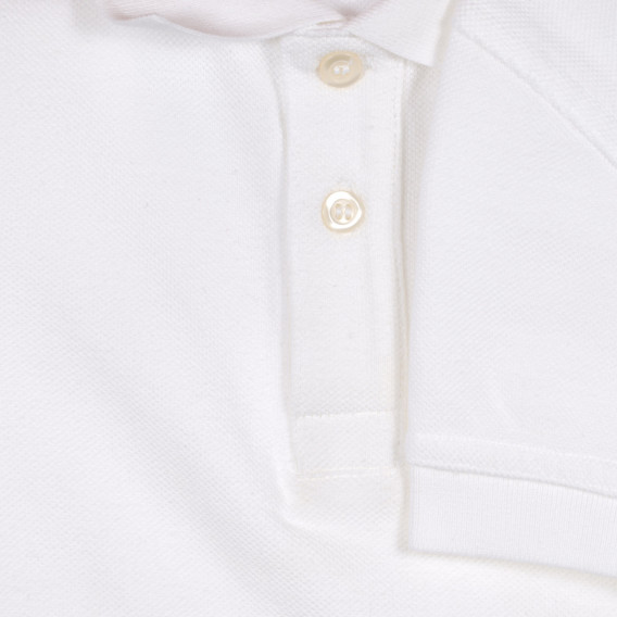 Βαμβακερό μπλουζάκι με γιακά, λευκό Benetton 227004 3
