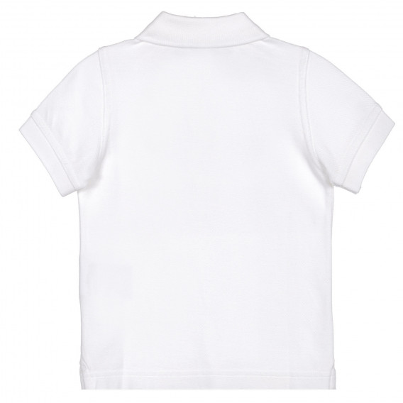 Βαμβακερό μπλουζάκι με γιακά, λευκό Benetton 227005 4