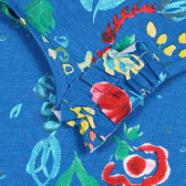 Βαμβακερή μπλούζα με σούφρες και floral μοτίβο, μπλε Benetton 227027 3