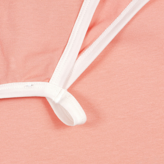 Βαμβακερή μπλούζα με άσπρα άκρα και κέντημα, ροζ Sisley 227051 3