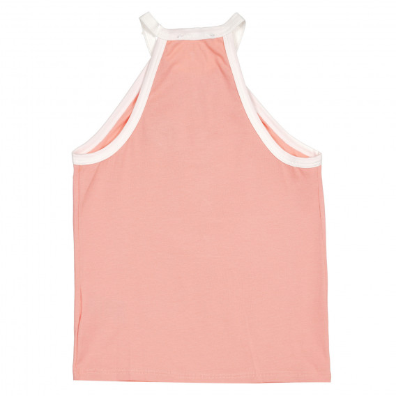 Βαμβακερή μπλούζα με άσπρα άκρα και κέντημα, ροζ Sisley 227052 4