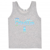 Βαμβακερή μπλούζα με στάμπα της μάρκας για μωρό, γκρι Benetton 227057 