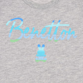 Βαμβακερή μπλούζα με στάμπα της μάρκας για μωρό, γκρι Benetton 227058 2