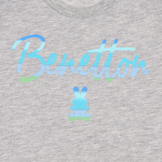 Βαμβακερή μπλούζα με στάμπα της μάρκας για μωρό, γκρι Benetton 227058 2