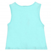 Βαμβακερό, αμάνικο μπλουζάκι, σε γαλάζιο χρώμα με τυπωμένο και απλικέ σχέδιο Benetton 227068 4