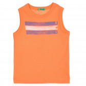 Βαμβακερή μπλούζα με στάμπα για μωρό, πορτοκαλί Benetton 227073 