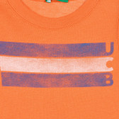 Βαμβακερή μπλούζα με στάμπα για μωρό, πορτοκαλί Benetton 227074 2