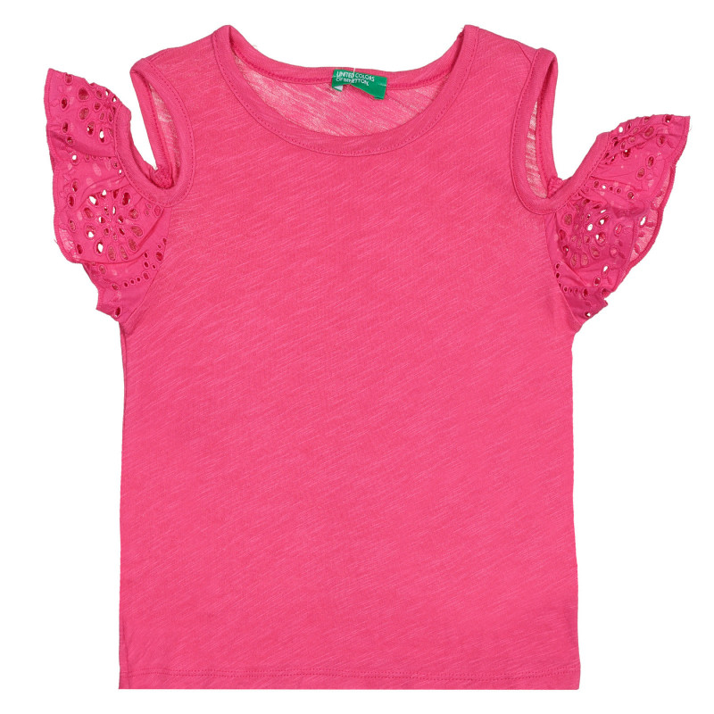 Βαμβακερή μπλούζα, σε ροζ χρώμα με κομμένα μανίκια  227088