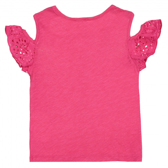 Βαμβακερή μπλούζα, σε ροζ χρώμα με κομμένα μανίκια Benetton 227090 3