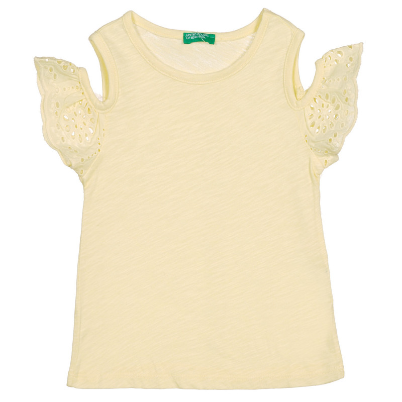 Βαμβακερή μπλούζα με μανίκια, κίτρινη  227099