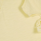 Βαμβακερή μπλούζα με μανίκια, κίτρινη Benetton 227100 2