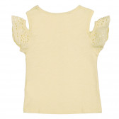 Βαμβακερή μπλούζα με μανίκια, κίτρινη Benetton 227101 3