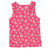 Βαμβακερή μπλούζα με στάμπα και σούφρες στα μανίκια για μωρό, ροζ Benetton 227112 4