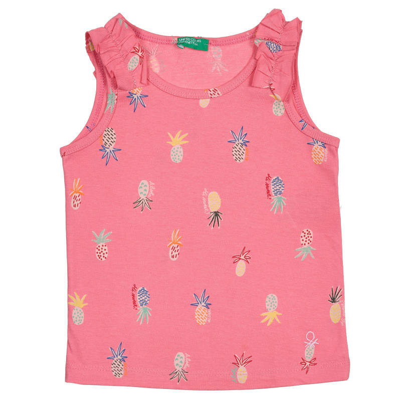 Βαμβακερή μπλούζα σε ροζ χρώμα με βολάν και τυπωμένα σχέδια  227113