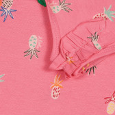 Βαμβακερή μπλούζα σε ροζ χρώμα με βολάν και τυπωμένα σχέδια Benetton 227115 3