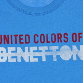 Βαμβακερή μπλούζα με λογότυπο μάρκας, μπλε Benetton 227134 2