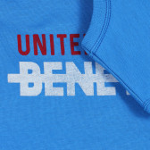 Βαμβακερή μπλούζα με λογότυπο μάρκας, μπλε Benetton 227135 3