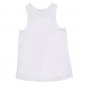 Βαμβακερό αμάνικο μπλουζάκι με λευκή επιγραφή Benetton 227144 4