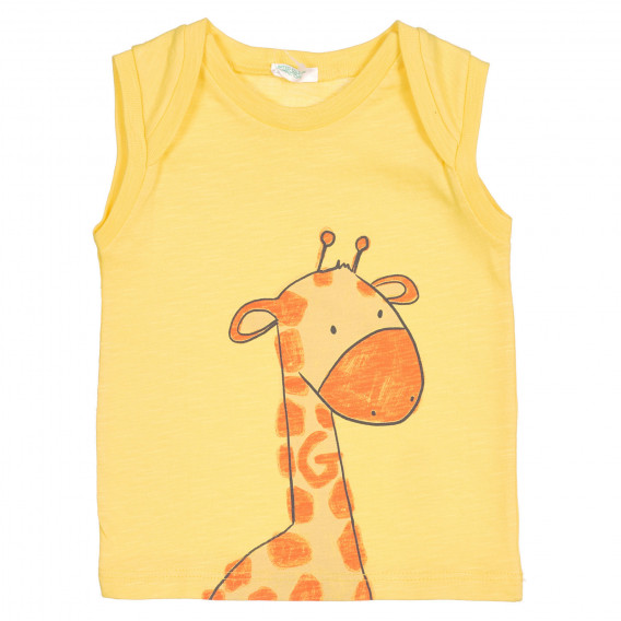Βαμβακερή μπλούζα με καμηλοπάρδαλη για μωρά, κίτρινο Benetton 227160 