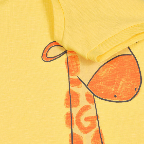 Βαμβακερή μπλούζα με καμηλοπάρδαλη για μωρά, κίτρινο Benetton 227162 3