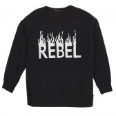 Βαμβακερό φούτερ με επιγραφή Rebel, μαύρο Sisley 227164 