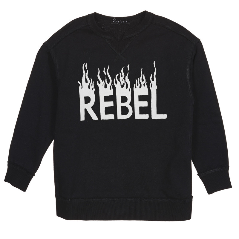 Βαμβακερό φούτερ με επιγραφή Rebel, μαύρο  227164