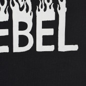 Βαμβακερό φούτερ με επιγραφή Rebel, μαύρο Sisley 227166 3