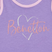 Βαμβακερή μπλούζα με το λογότυπο της μάρκας, μωβ Benetton 227169 2