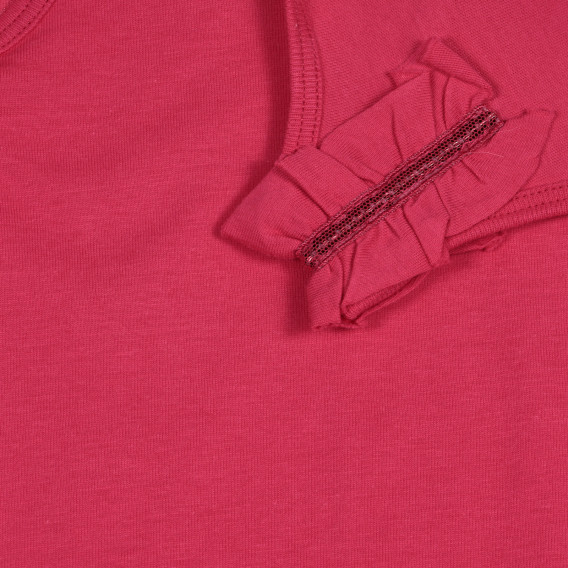 Βαμβακερή μπλούζα με σούφρες για μωρό, σκούρο ροζ Benetton 227194 3
