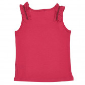 Βαμβακερή μπλούζα με σούφρες για μωρό, σκούρο ροζ Benetton 227195 4