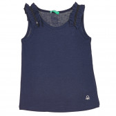 Βαμβακερή μπλούζα με σούφρες για μωρό, σε σκούρο μπλε Benetton 227204 