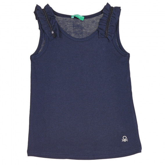 Βαμβακερή μπλούζα με σούφρες για μωρό, σε σκούρο μπλε Benetton 227204 