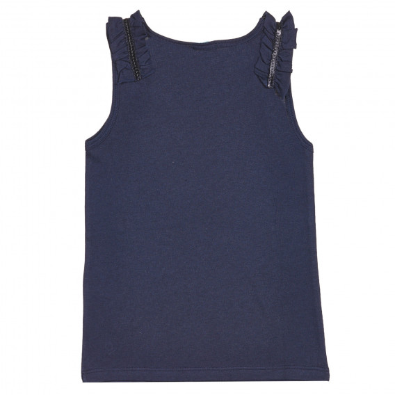 Βαμβακερή μπλούζα με σούφρες για μωρό, σε σκούρο μπλε Benetton 227207 4