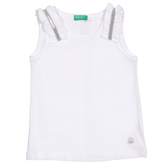 Βαμβακερή μπλούζα με σούφρες, σε λευκό χρώμα Benetton 227208 
