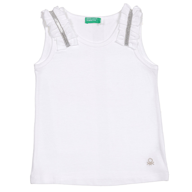 Βαμβακερή μπλούζα με σούφρες, σε λευκό χρώμα  227208