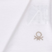 Βαμβακερή μπλούζα με σούφρες, σε λευκό χρώμα Benetton 227209 2