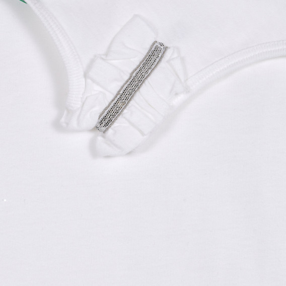 Βαμβακερή μπλούζα με σούφρες, σε λευκό χρώμα Benetton 227210 3